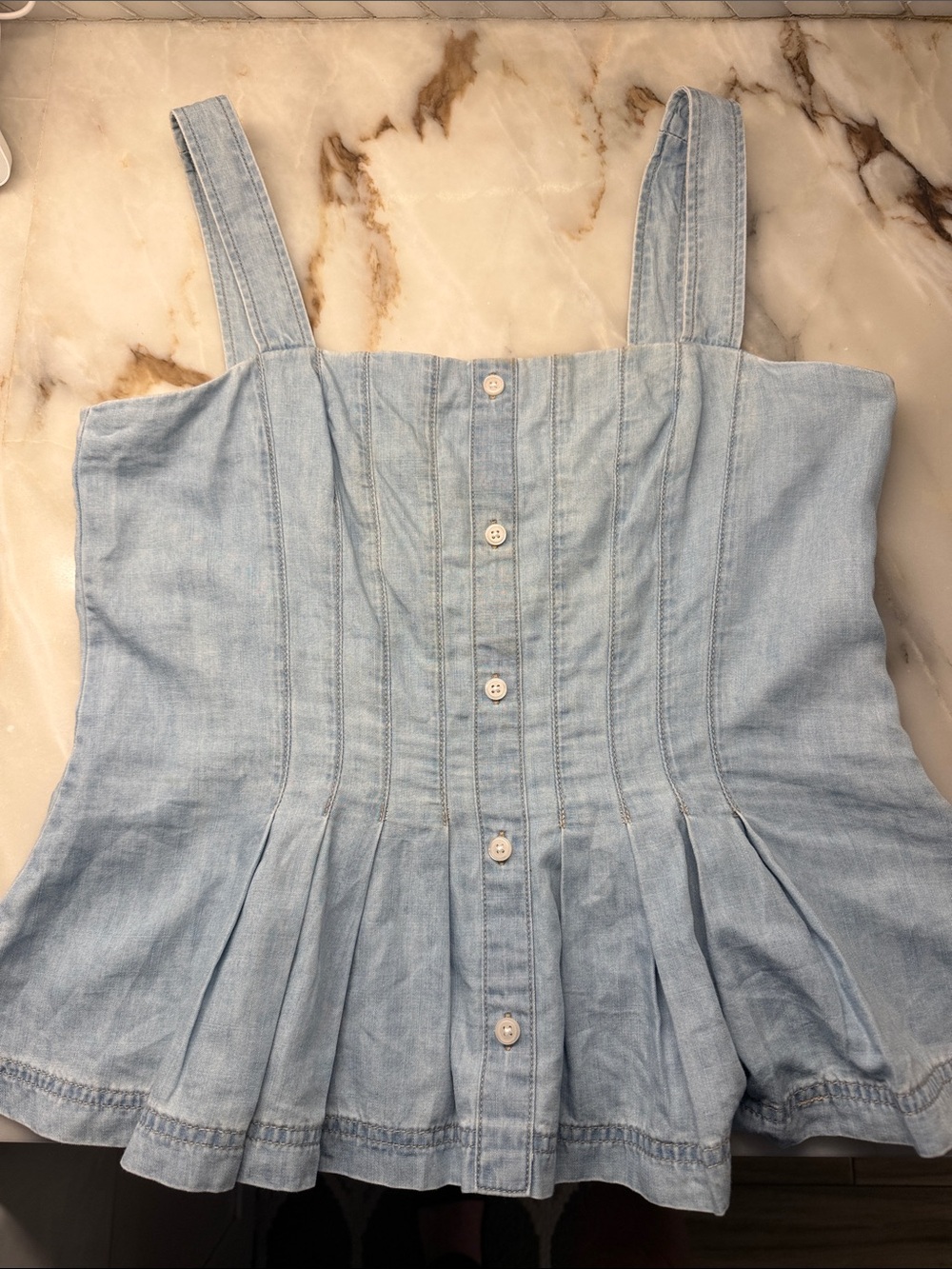 Veronica Beard Laura denim peplum tank - Picture 2 of 6